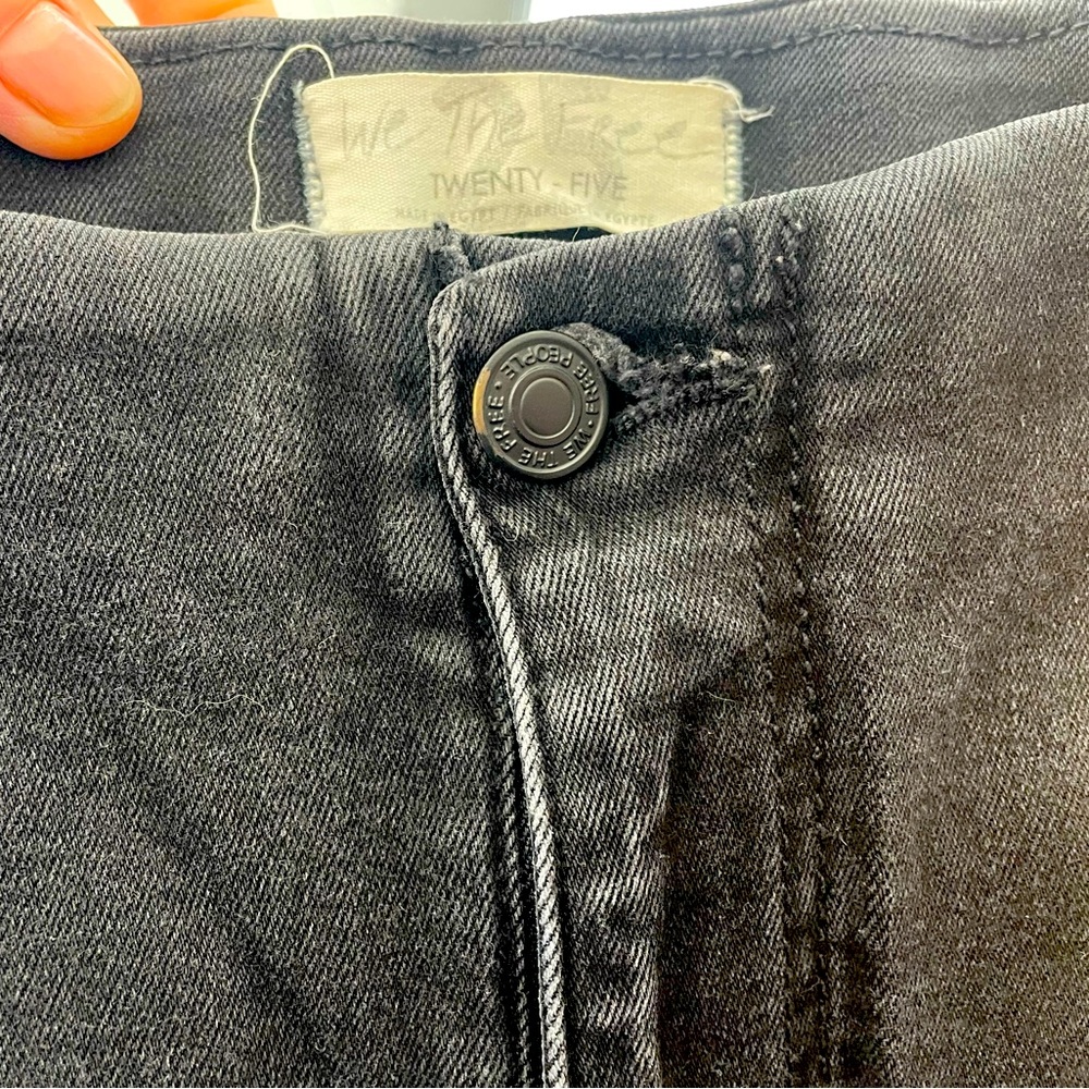 We the free jeans, washed color, cigarette style frayed ends, high waist fitted